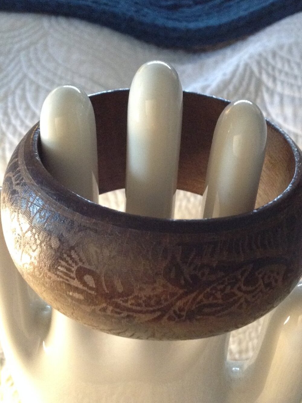 VTG 80's Wooden Artisan Bangle Detailed Classic Avant Garde Vibes Unique Rustic